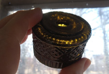 OPEN PONTIL 3 MOLD KEENE DIAMOND GEOMETRIC INKWELL McKEARIN GIII-29 OLIVE GREEN