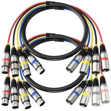 2 Pack Professional 4 Channel XLR Snake Cables 3FT, Noise Free and Long-Lasting