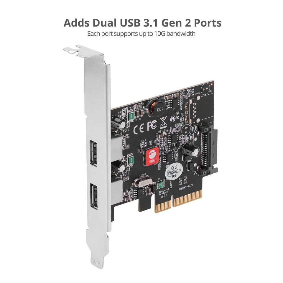 2-Port USB 3.1 PCIe Card, PCIe 3.0 x4 to Two USB 3.1 Gen 2 Type-A, 10Gbps & 5... - Image 4 of 4