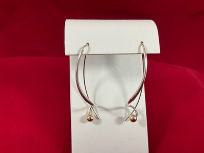 Ed Levin Sterling Silver and 14K Gold Large Dangle Earrings with Ball