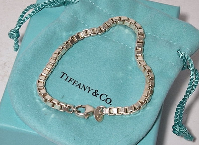 Tiffany & Co Venezianische Box Gliederarmband Sterlingsilber 7,5'' mit Box & Etui