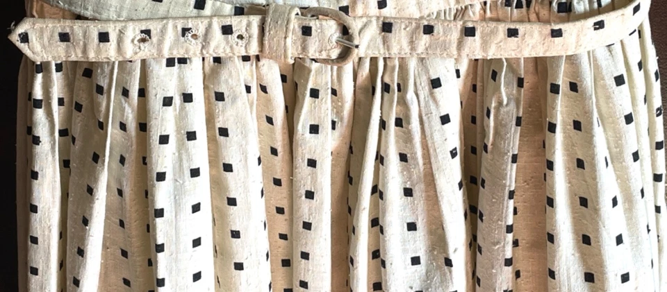 1950 Lord & Taylor 2pc Summer Dress + Bolero Jacket Nubby Cotton Black Off-White - Image 4 of 4