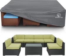 Heavy-Duty Waterproof Patio Furniture Cover for 7-12 Seat Sectionals, Grey