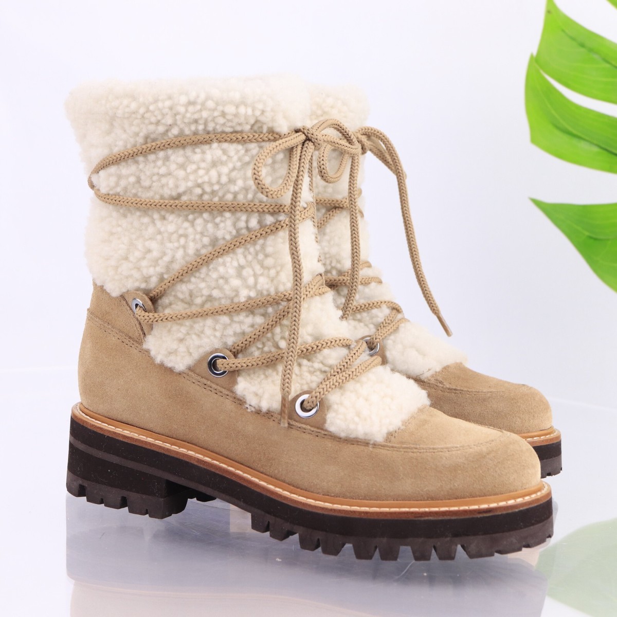 Marc Fisher Women Isha Boot Size 6.5 Tan Suede Sheep Fur  display picture 2