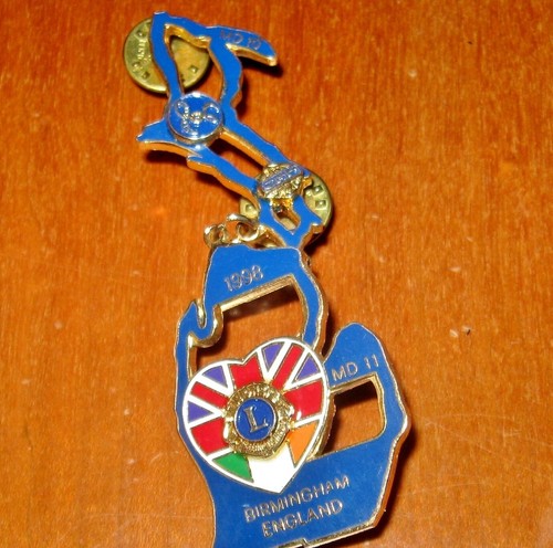 Prendedor León Vintage Lions Club International '98 Birmingham Inglaterra Leo MD 10 MD11