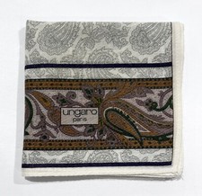 HANDKERCHIEF MEN'S POCKET SQUARE GREY VINTAGE ART PAISLEY BANDANA COTTON 17"