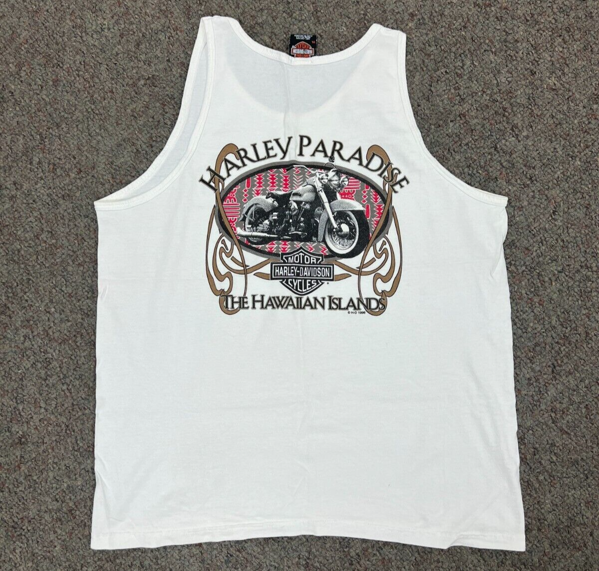 Harley-Davidson Hawaii タンクトップ Vintage Art Black Harley-Davidson Tank Top Honolulu Hawaii