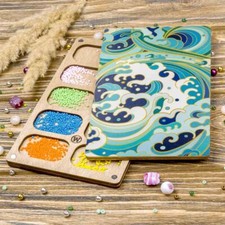 Waves-2 Wood Bead Organizer with Lid   DIY Tray for Beading  Embroidery