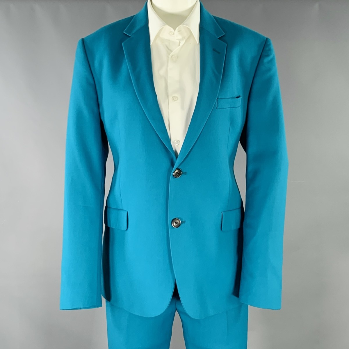 PAUL SMITH Size 36 Kensington Teal Wool Twill Suit