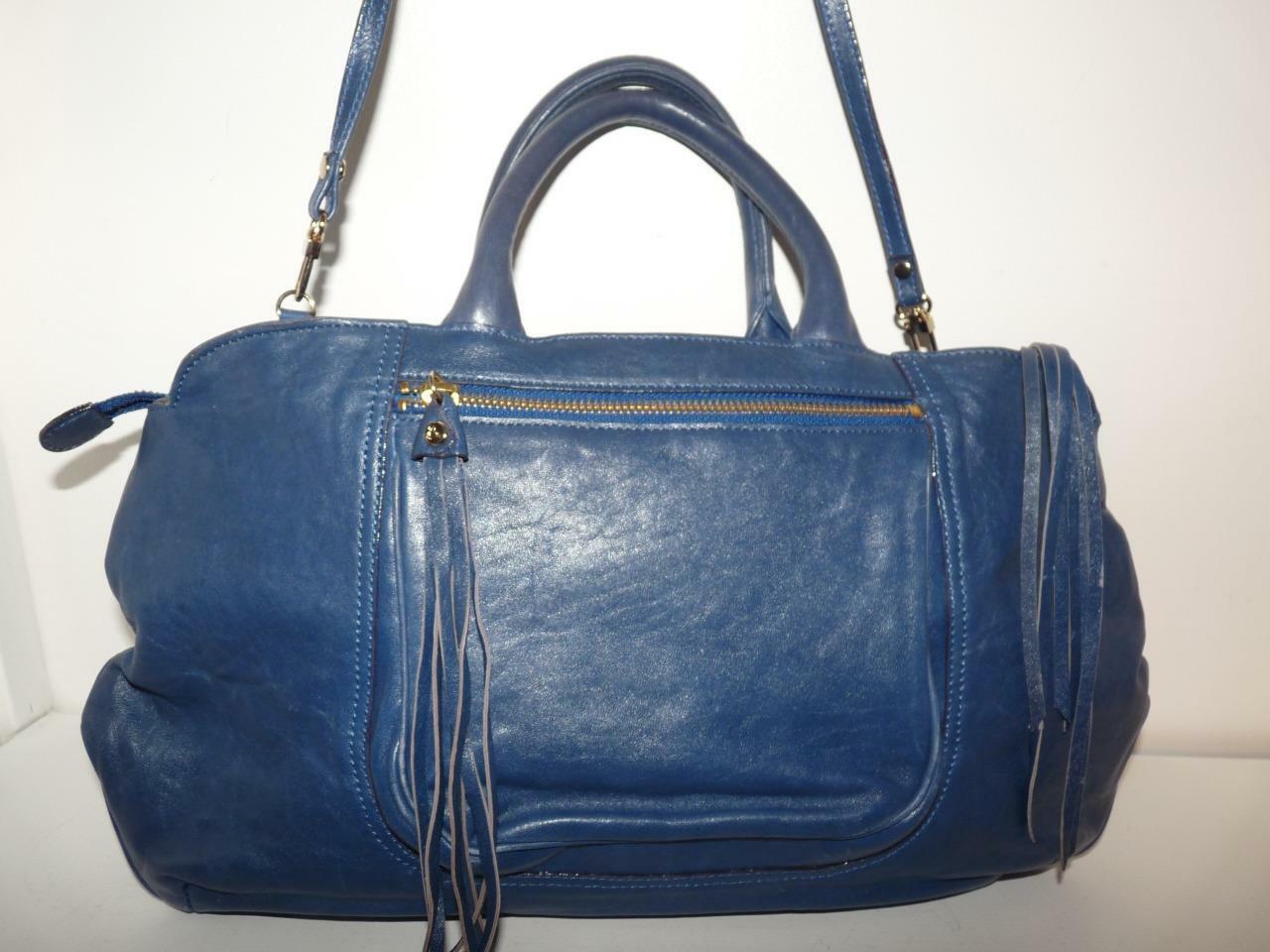 Tre Vero Beautiful Blue Leather 2 Way Carry Purse - image 1