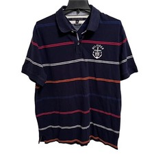 Tommy Hilfiger Polo Shirt Mens Xl Blue Red White Striped Anchor Logo Custom Fit