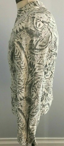 Chico's Platinum Women's Floral Leaf Banded Collar Full Zip Jacket Size: 1 - Picture 4 of 10