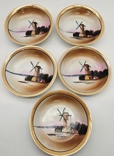 Set of 5 Vintage Chikaramachi Japan Windmill Orange Luster Berry Bowls