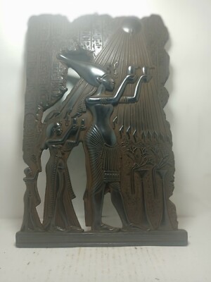 RARE ANTIQUE ANCIENT EGYPTIAN Large Stela Stone Akhenaten Nefertiti Worship Sun
