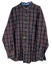 Chaps Easy Care Black/Red/Blue Plaid Long Sleeve Oxford Dress Shirt 3XT