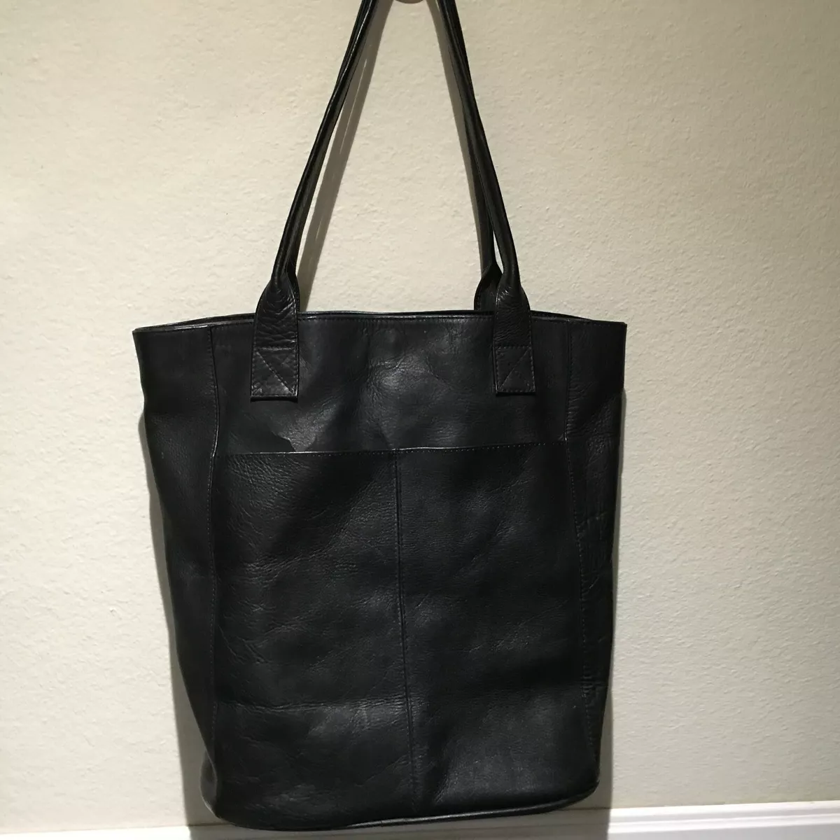 PIEL Black Leather Tote Handbag 13