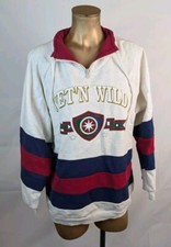 Sun Triangle VTG Blue Red Striped Wet N' Wild 1/4 Zip Pullover Sweatshirt L/Xl