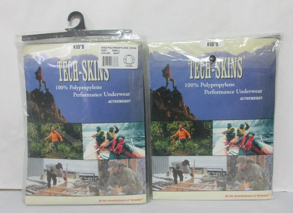 2 LOT Terramar Tech-Skins Thermal Base layer Crew Top Shirt Underwear Blue Small - Image 2 of 4