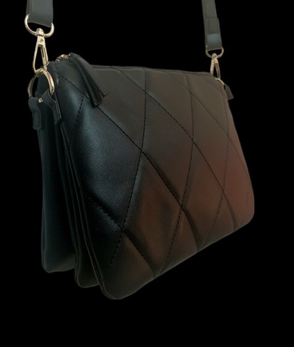 womens black leather handbag shoulder bag - Picture 5 of 10
