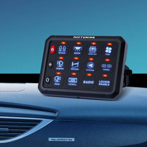 12Gang Switch Panel Blue LED Light Bar Relay System Auxiliary Touch Switch Box - Picture 18 of 22