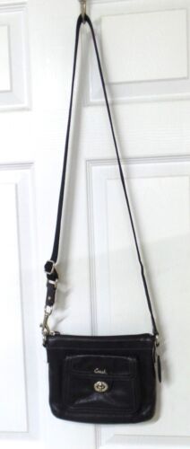 Coach Penelope Swingpack Black Pebbled Leather Crossbody Shoulder Bag/Purse