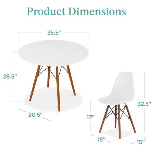 Best Choice Products 5-Piece Dining Set, Compact Mid-Century Modern Table & Chai - 第 2/7 張圖片