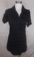 Norma Kamali Safari Shirt Xs Black Short Sleeve Long Norma Kamali Safari Shirt Xs Black Short Sleeve Long