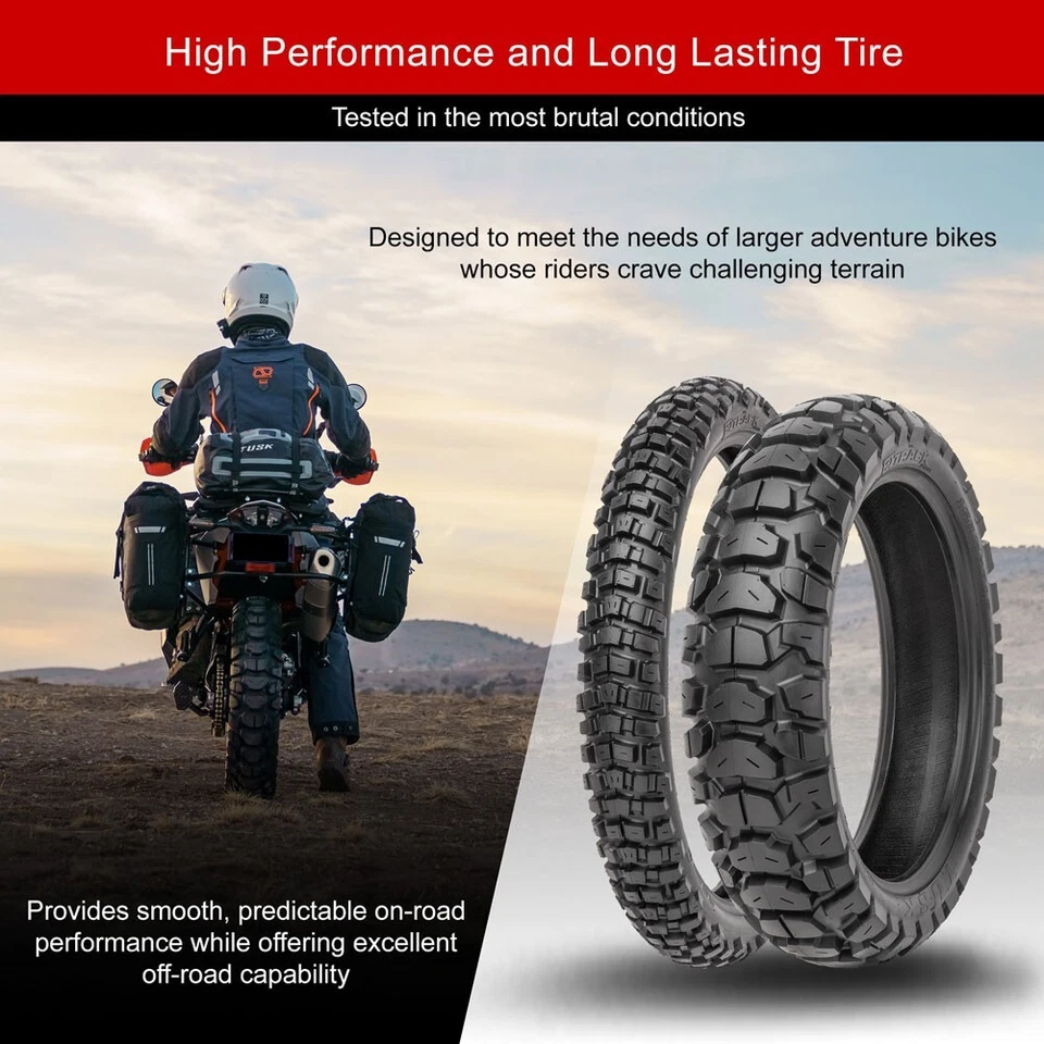 Tusk 2Track Adventure Motorcycle Tire Set 90/90-21 (54T)/150/70B-18 (70T) - Image 4 of 4