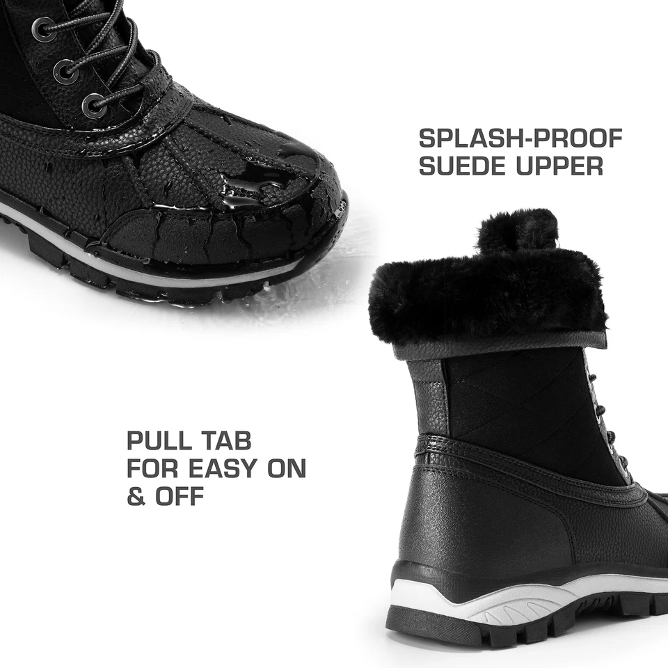 Mujeres Botas de Nieve Impermeables Medio Pantorrilla Con Cordones Cálidas Imitación Piel Pato Botas Foto 4 de 4