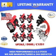 8 Sets Round Type Ignition Coils And Spark Plug Wires for Chevy GMC Cadillac LS1