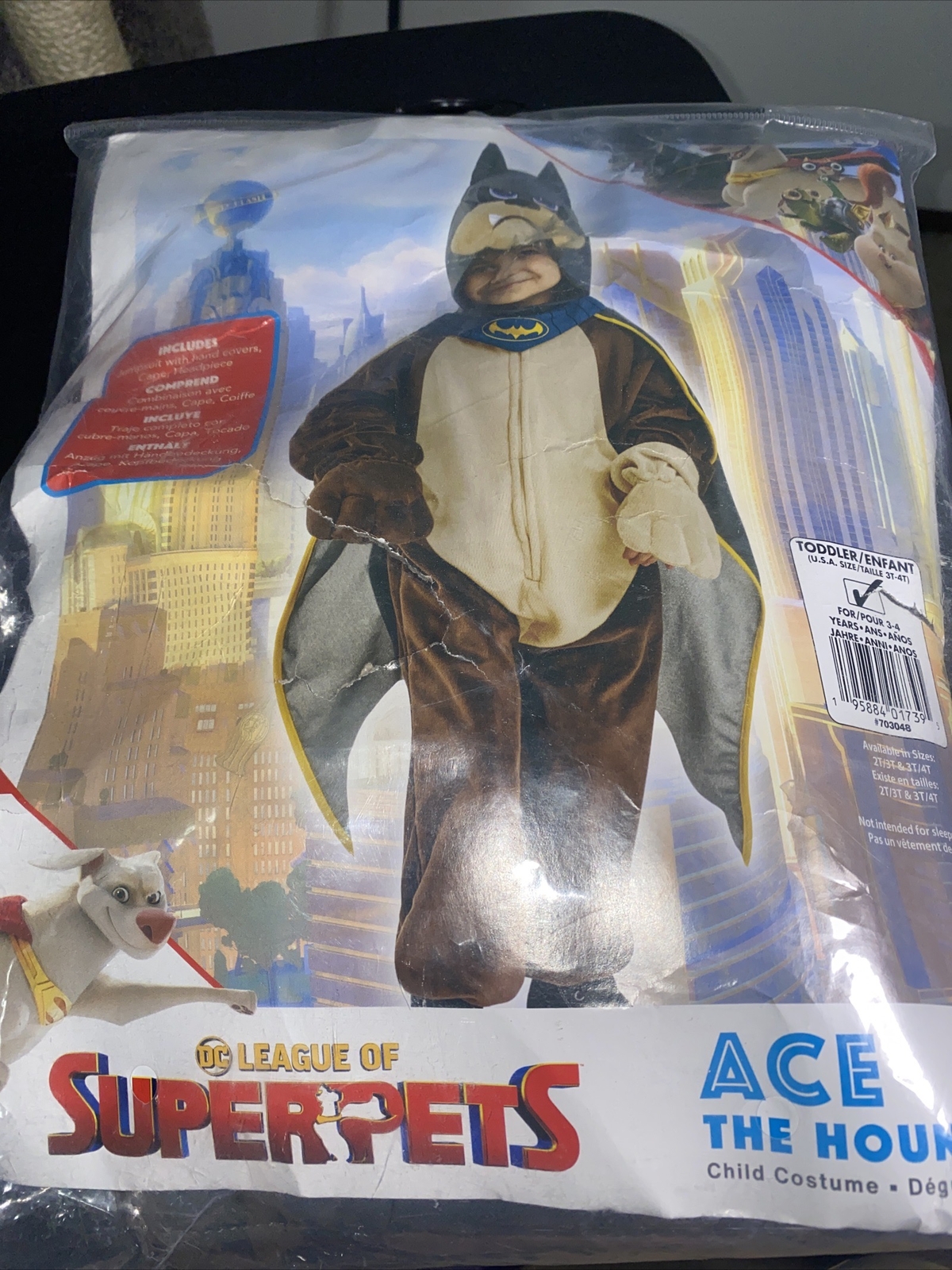 DC League of Super Pets Ace The Hound Toddler Costume Kids Size 3-4T 4pc Set NEW
