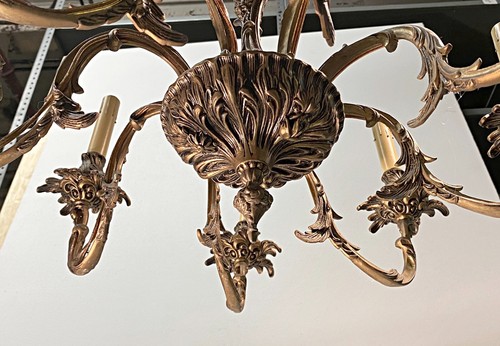 19th Century Louis XV 8 Arm Cast Bronze Rococo Chandelier - Picture 6 of 6