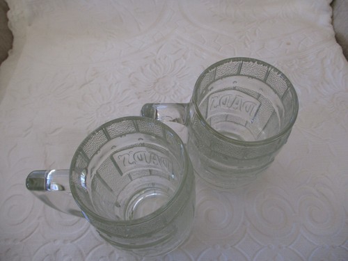 Pair Vintage DAD'S ROOT BEER Mug Barrel Shaped Heavy Clear Glass 5.25” Tall - Picture 3 of 10