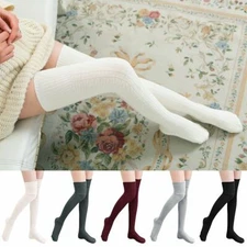 US Women Girls Cable Knit Extra Long Boot Socks Over Knee Thigh High Warm Winter