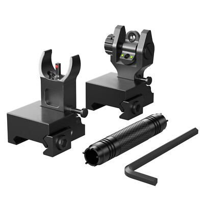 HK style fiber optic flip up sight set, front site  red, Black with tool