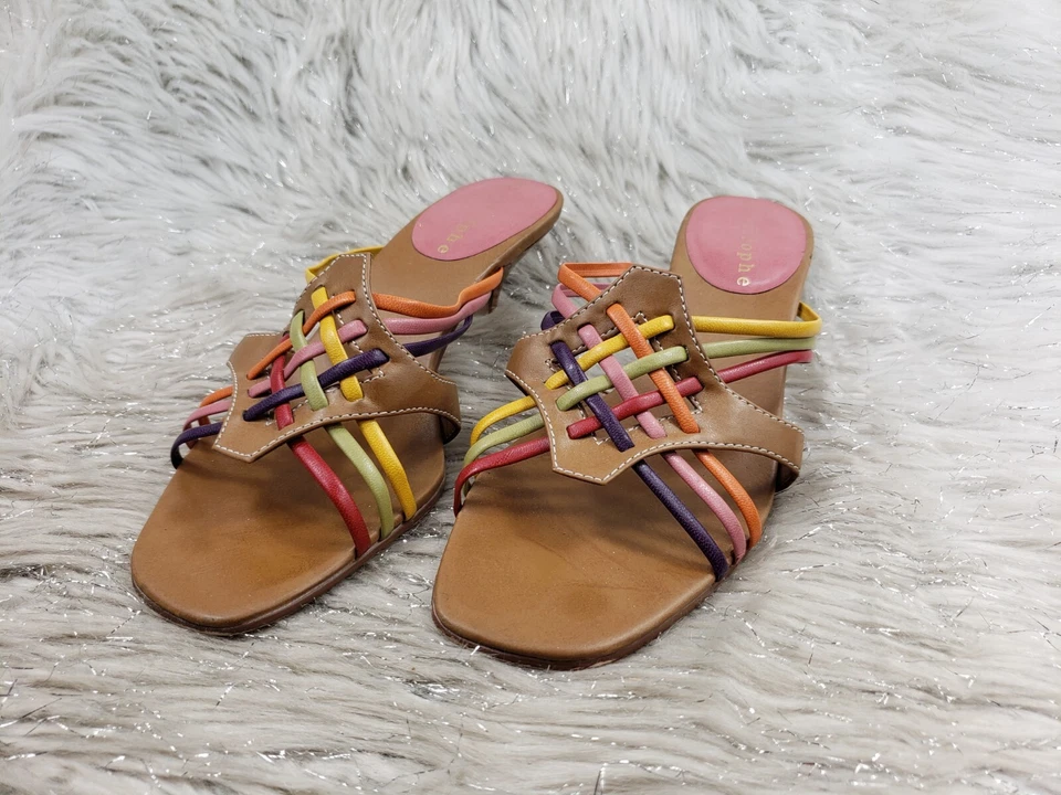 APOSTROPHE Ely Mine Multicolor Slide On Casual Heels Sandals Size 7 Foto 4 de 4