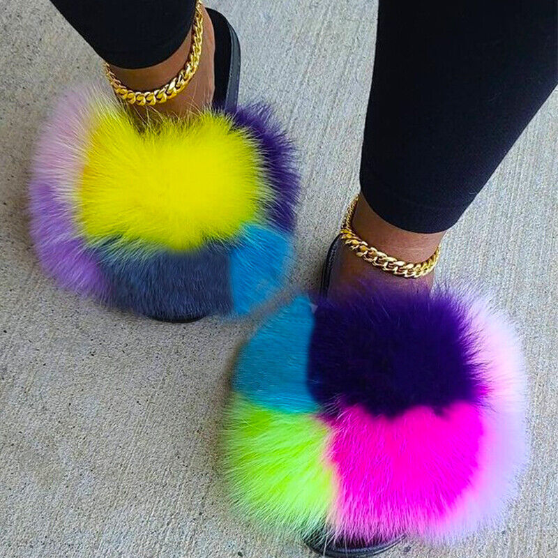 faux fur fluffy fur slides wholesale