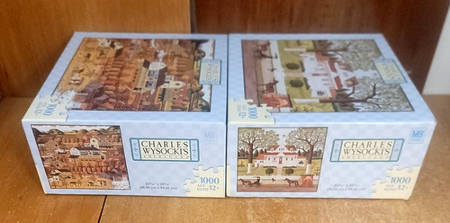 MB Charles Wysocki 1000 pc 2 Puzzle set, AMISH AUTUMN / ICE CREAM, New / Sealed - Picture 4 of 12