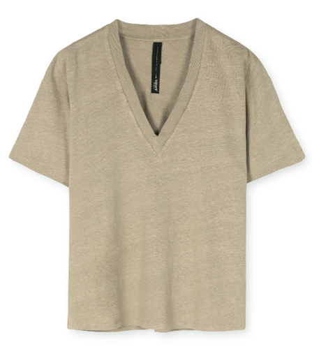 T-shirt 10 Days En Lin Rose/Gris - Col V, Manches Courtes, Taille 38, Neuf Sans Étiquette
