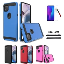 For Motorola Moto One 5G Ace/ Moto G 5G 2021, Hybrid Cover Case+ Tempered Glass