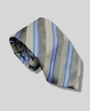  52 Alfani Men Blue Gray Striped Classic Self Tied Dress Silk Tie Necktie 58x3