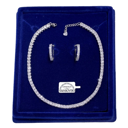 Tennis 5mm Collana e Orecchini pl. oro 18k Donna con Cristalli Swarovski 69/S - Foto 1 di 3