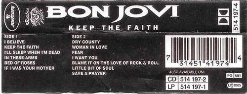 Bon Jovi – Keep The Faith, Original Cassette, Europe Version - Picture 5 of 5