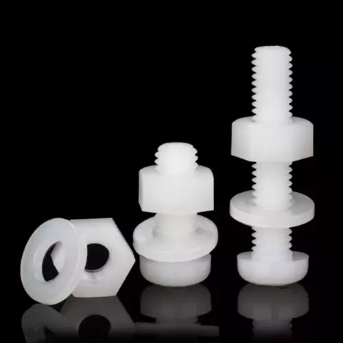 Weiß NYLON (Kunststoff) Linsenkopfschrauben + muttern & Unterlegscheibe M2 - M8