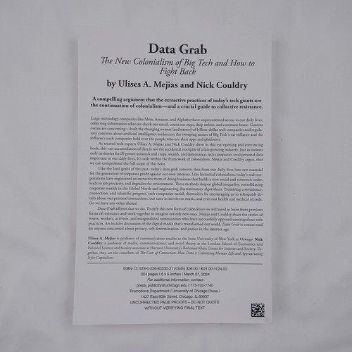 Data Grab by Ulises Mejias, New Colonialism of Big Tech & How to Fight Back ARC - Picture 2 of 5