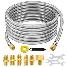 20FT Stainless High Pressure Braided Propane Hose Extension with Conversion C...