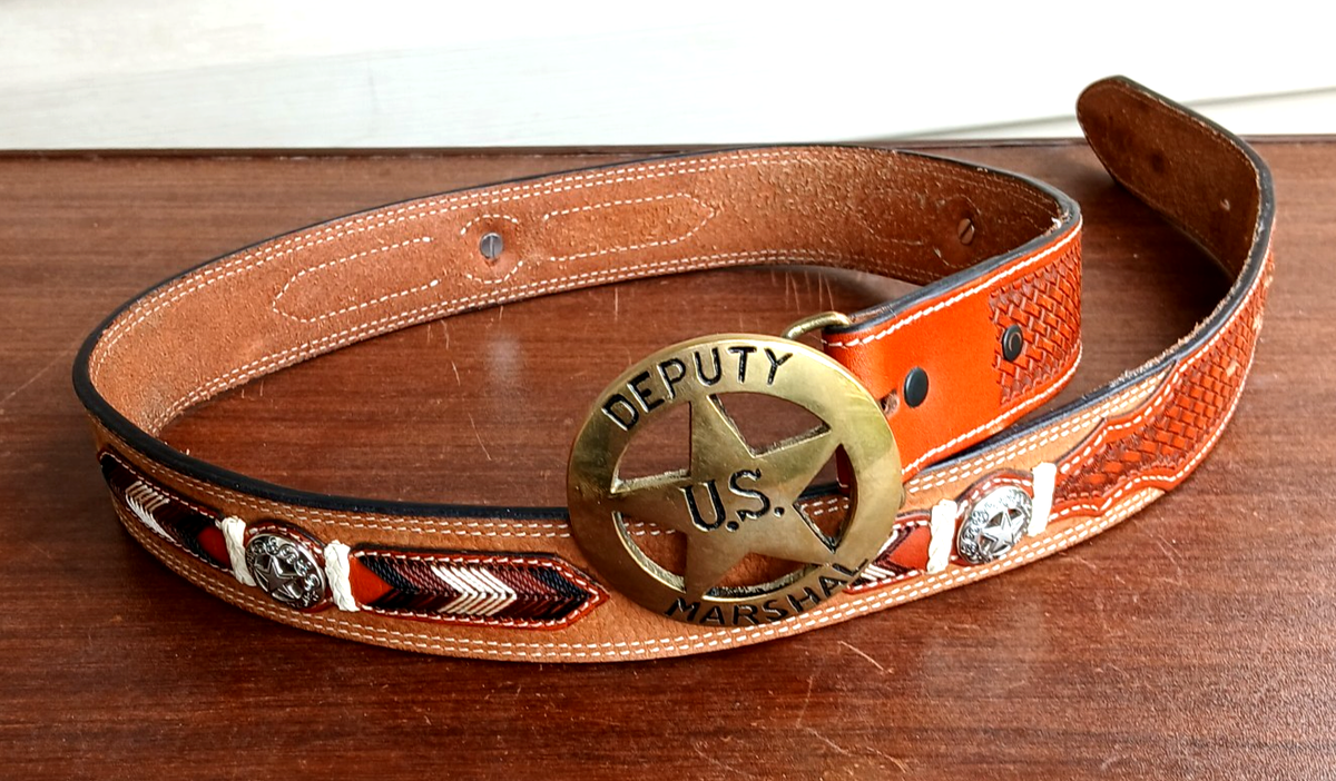 Vintage Deputy U.S MARSHAL Badge Leather Western Ranger Belt