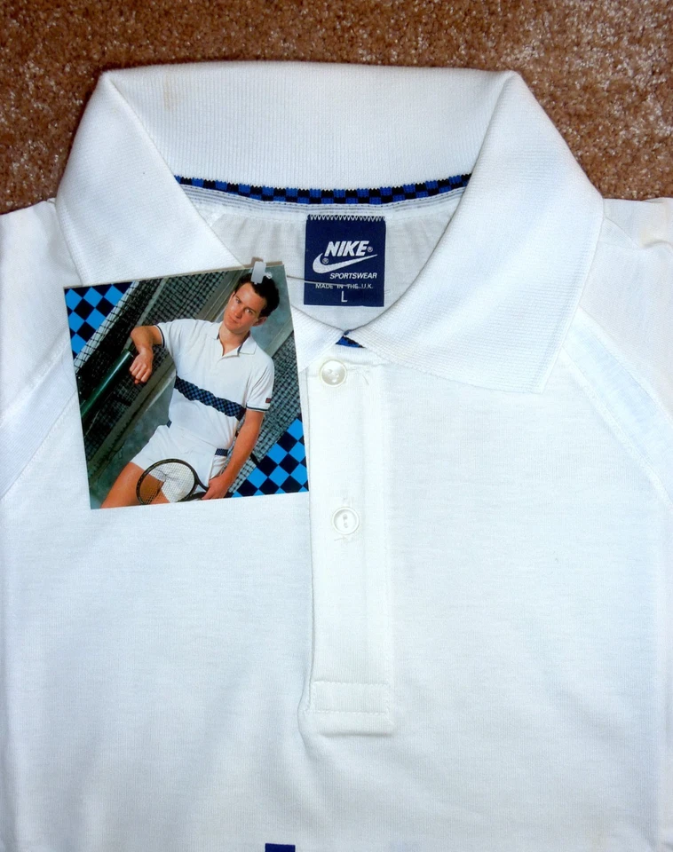 NIKE Checkerboard Polo shirt John McEnroe / Andre Agassi US: L 1985 / 1986 - NEW - Bild 4 von 4