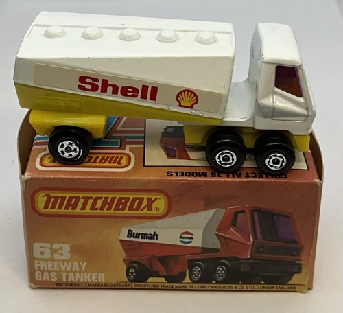 1979 Matchbox Lesney Superfast Shell Freeway Gas Tanker 63 With Original “K” Box