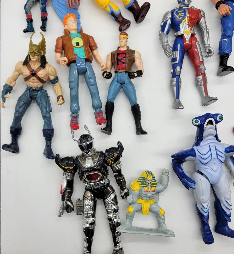 Lote misto de bonecos colecionáveis anos 90 brinquedos vintage TMNT Power Rangers Captain Planet - Imagem 2 de 4